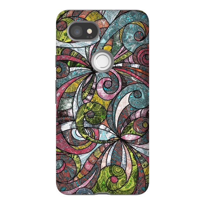 Pixel 2XL StrongFit Drawing Floral Zentangle G203 by Medusa GraphicArt