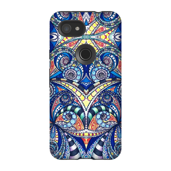 Pixel 3A StrongFit Drawing Floral Zentangle G7B by Medusa GraphicArt