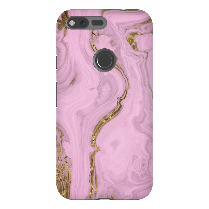 Pixel XL StrongFit Elegant Pink Marble With Gold 2 by Andrea Haase