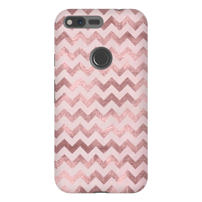 Pixel XL StrongFit Elegant Rose Gold Chevron Stripes 2 by Andrea Haase