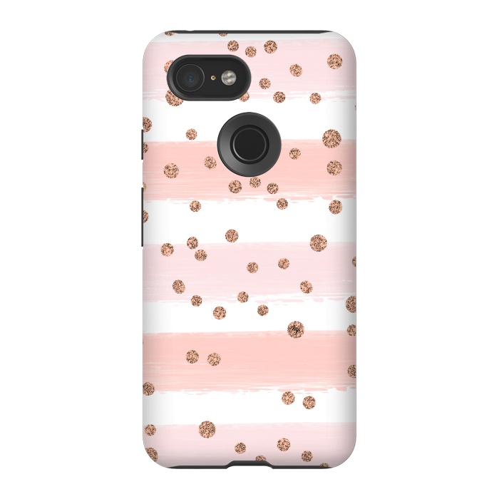 Pixel 3 StrongFit Pink girly stripes by Martina