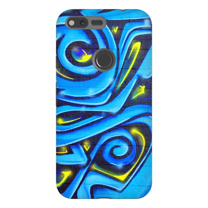 Pixel XL StrongFit Blue Yellow Graffiti by Andrea Haase