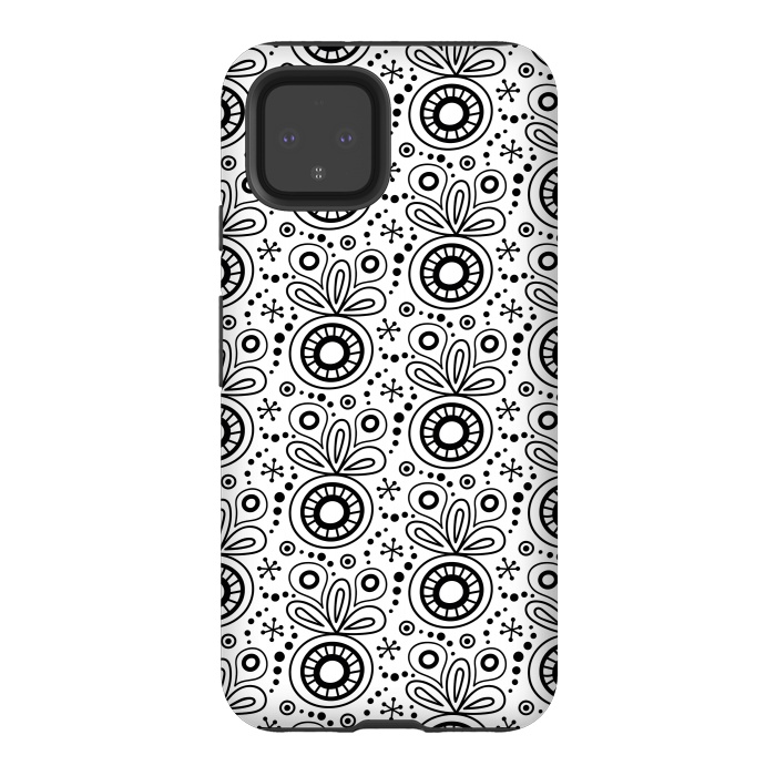 Pixel 4 StrongFit Abstract Doodle Pattern White by Majoih