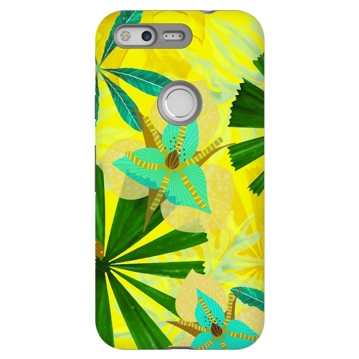 Pixel StrongFit Colorful Yellow Green and teal Abstract Aloha Tropical Jungle by  Utart