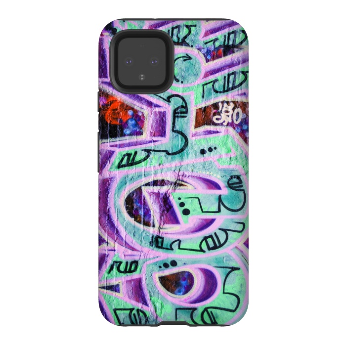 Pixel 4 StrongFit Graffiti Art Pink And Green by Andrea Haase