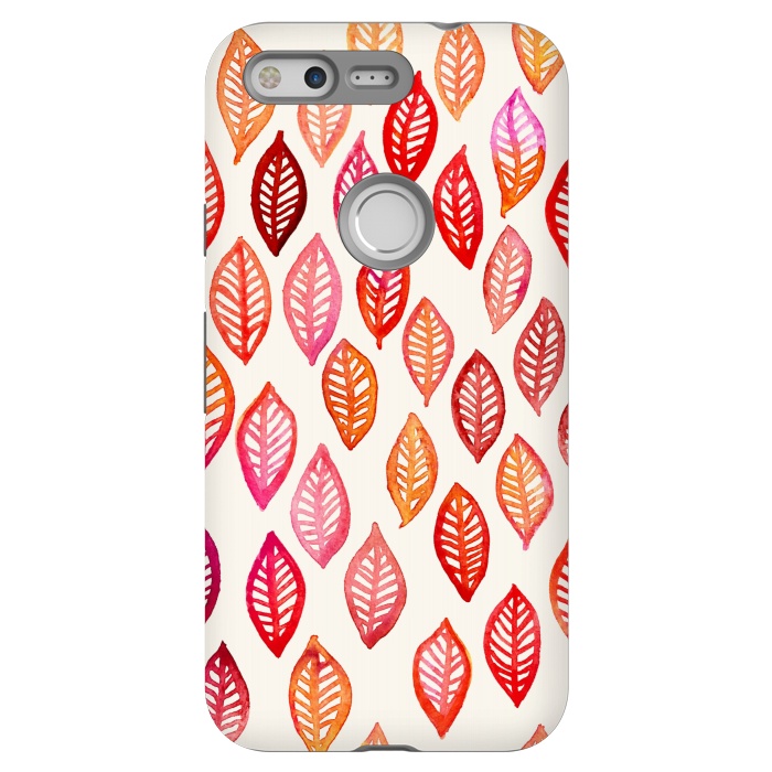 Pixel StrongFit Watercolor Leaf Pattern in Autumn Colors by Micklyn Le Feuvre
