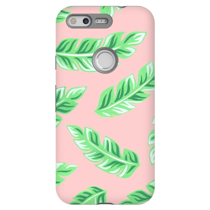 Pixel StrongFit Pink Tropical Palm Leaf Print by Becky Starsmore