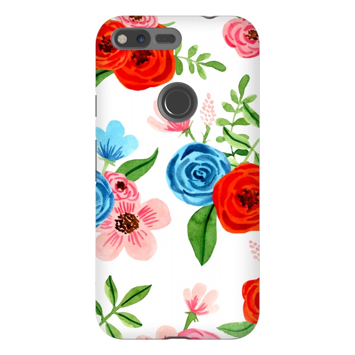 Pixel XL StrongFit White Ditsy Block Floral Garden Print by Becky Starsmore