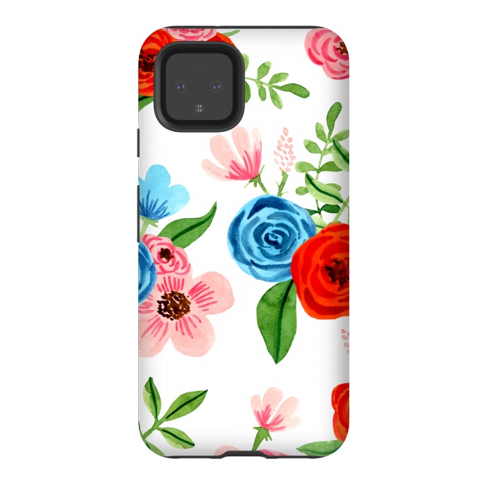 Pixel 4 StrongFit White Ditsy Block Floral Garden Print by Becky Starsmore