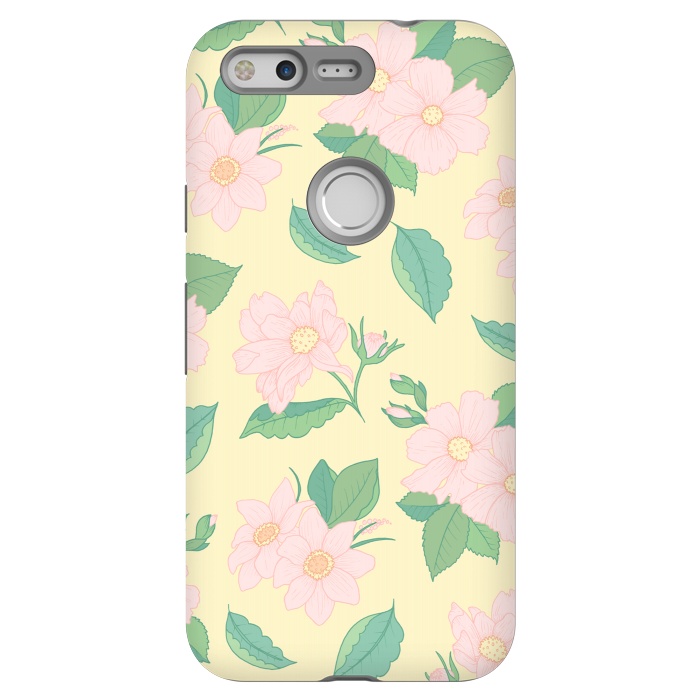 Pixel StrongFit Yellow Pastel Floral Print by Becky Starsmore