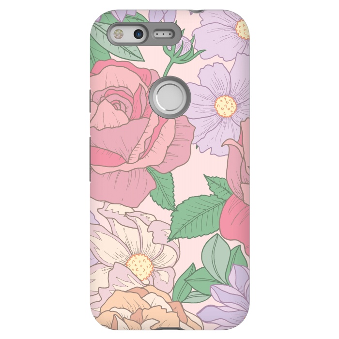 Pixel StrongFit Pink Summer Rose Floral Bouquet by Becky Starsmore