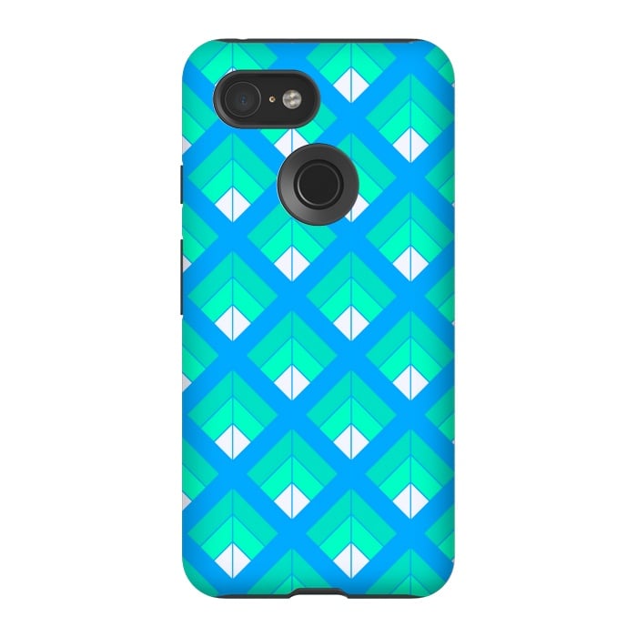 Pixel 3 StrongFit BLUE GREEN DIAMOND PATTERN by MALLIKA