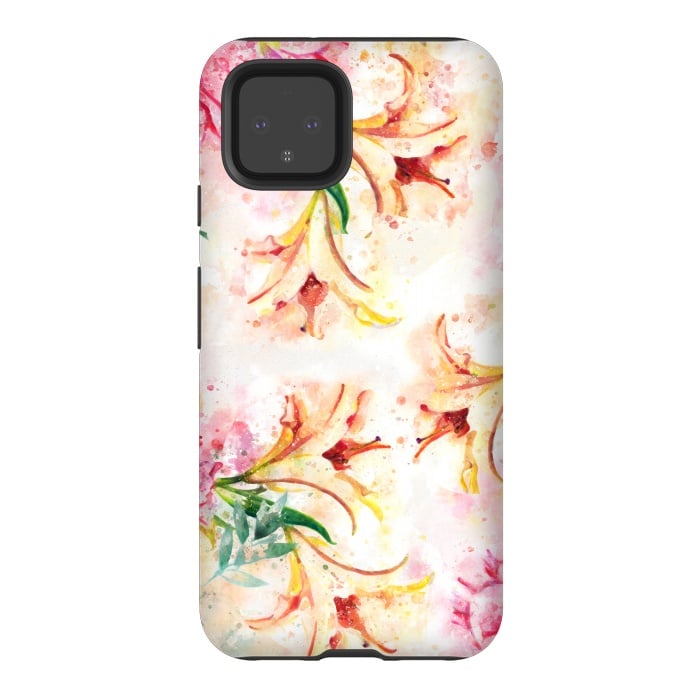 Pixel 4 StrongFit Peony Floral by Creativeaxle
