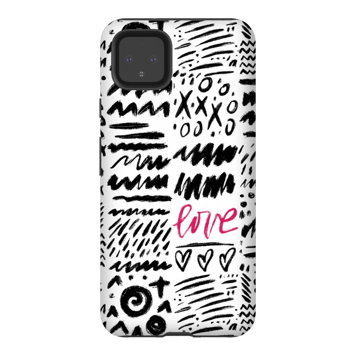 Pixel 4XL StrongFit Love Scribbles by Noonday Design