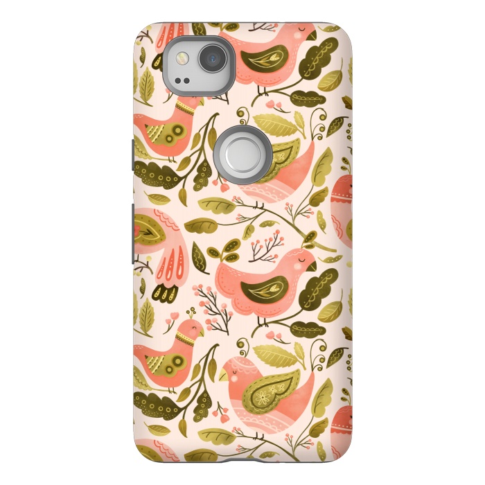 Pixel 2 StrongFit Peachy Keen Birds by Noonday Design
