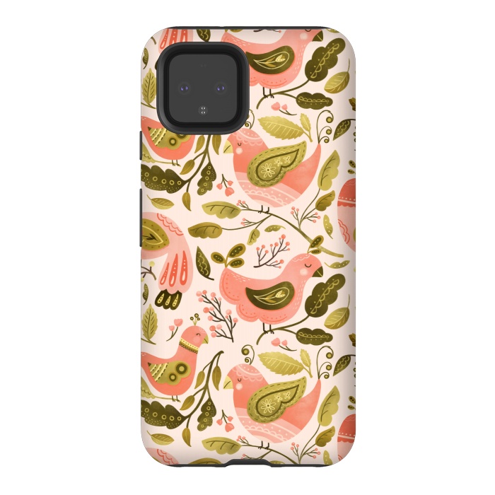 Pixel 4 StrongFit Peachy Keen Birds by Noonday Design