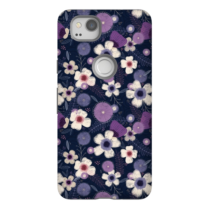 Pixel 2 StrongFit Navy & Purple Floral by Noonday Design