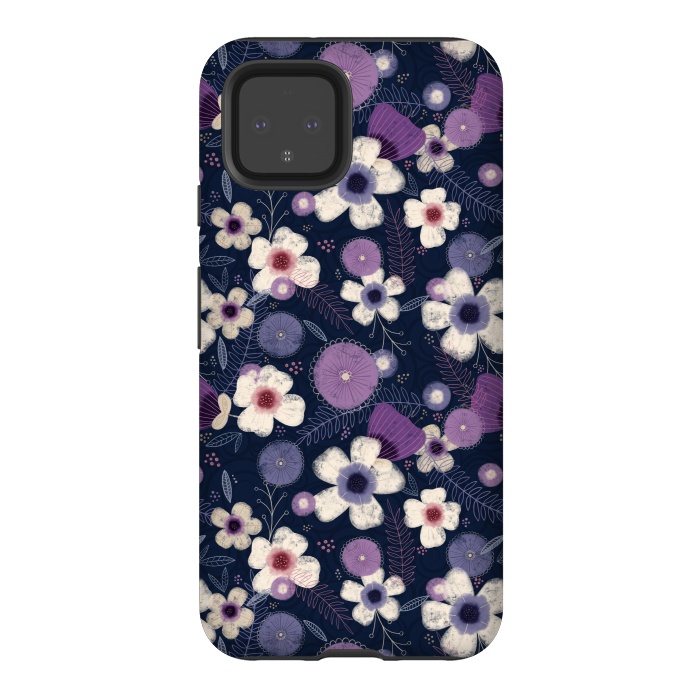 Pixel 4 StrongFit Navy & Purple Floral by Noonday Design