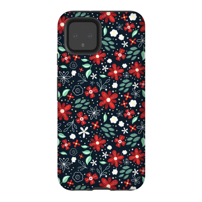 Pixel 4 StrongFit Little Christmas Flowers by Noonday Design