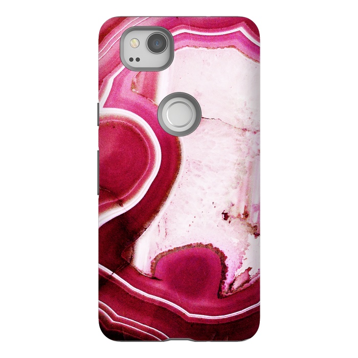 Pixel 2 StrongFit Vibrant pink agate marble by Oana 