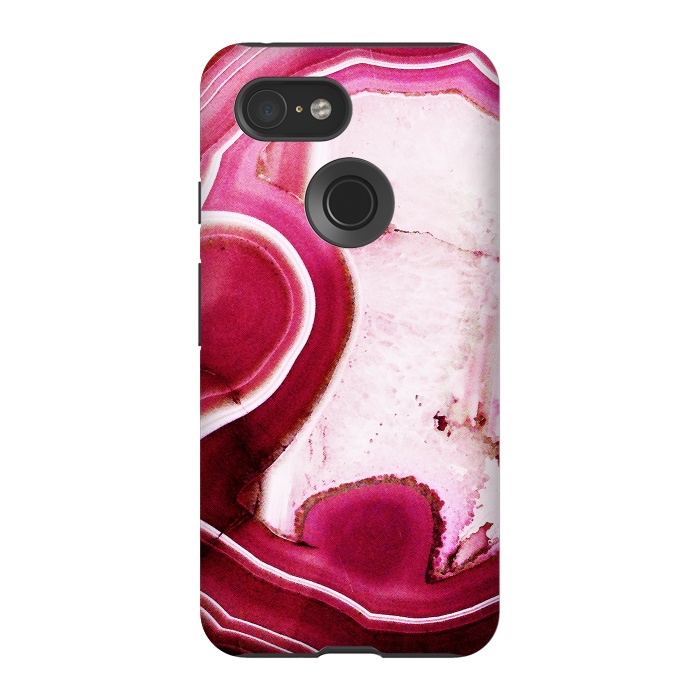 Pixel 3 StrongFit Vibrant pink agate marble by Oana 