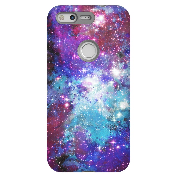 Pixel StrongFit Blue purple galaxy space night stars by Oana 