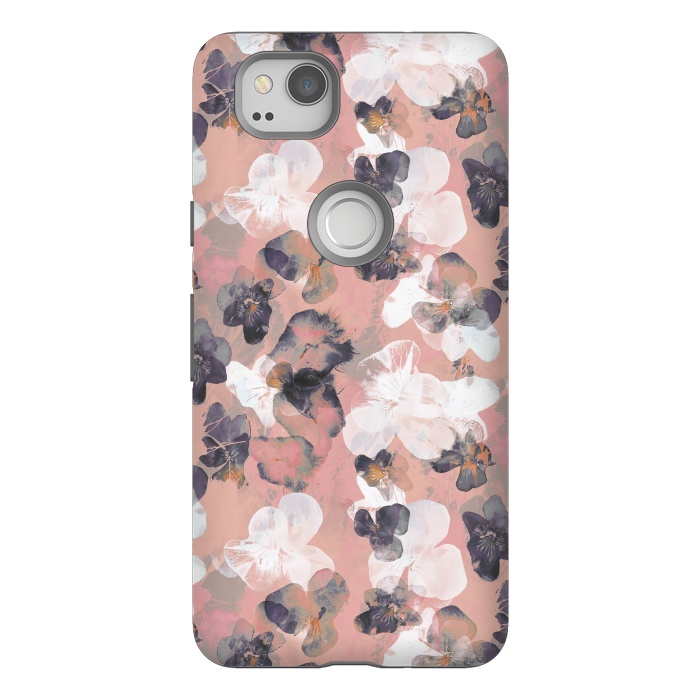 Pixel 2 StrongFit White pink transparent pansy petals painting by Oana 