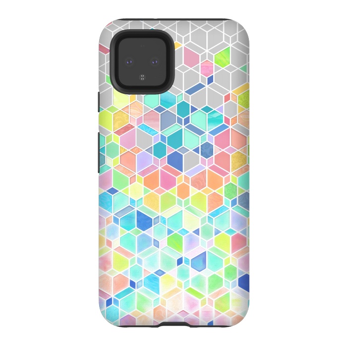 Pixel 4 StrongFit Rainbow Cubes and Diamonds by Micklyn Le Feuvre
