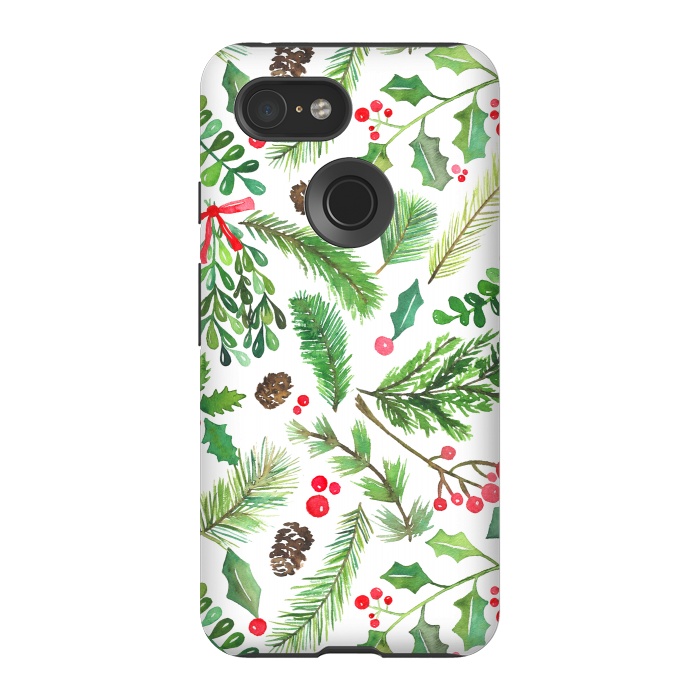Pixel 3 StrongFit Watercolor Christmas Greenery by Noonday Design