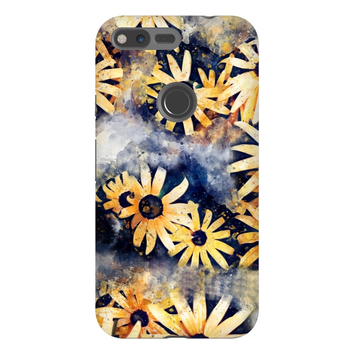 Pixel XL StrongFit Yellow Floral by Creativeaxle