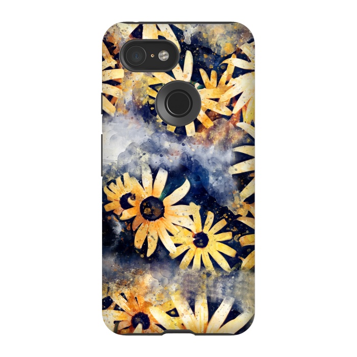 Pixel 3 StrongFit Yellow Floral by Creativeaxle