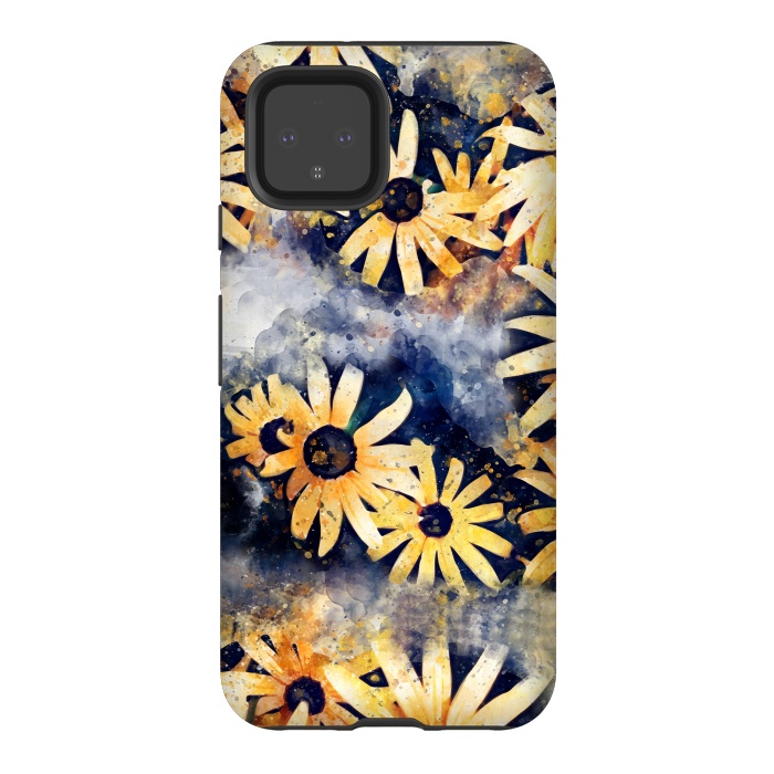 Pixel 4 StrongFit Yellow Floral by Creativeaxle