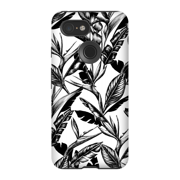 Pixel 3 StrongFit Black and White Strelitzia by gingerlique
