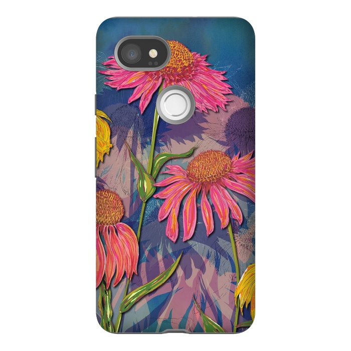 Pixel 2XL StrongFit Pink Coneflowers by Lotti Brown