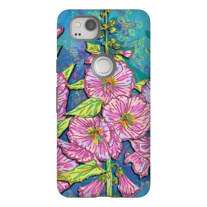 Pixel 2 StrongFit Hollyhocks by Lotti Brown