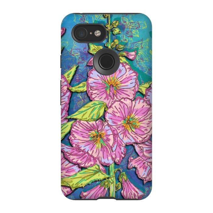 Pixel 3 StrongFit Hollyhocks by Lotti Brown