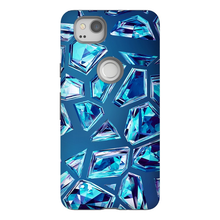 Pixel 2 StrongFit Blue Shattered Crystals by Art Design Works
