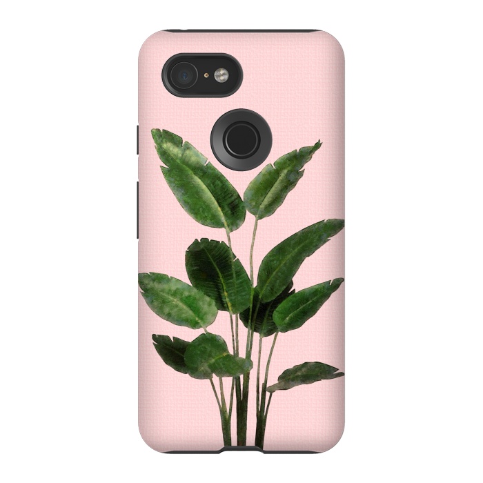 Pixel 3 StrongFit Bird of Paradise Plant on Pink by amini54