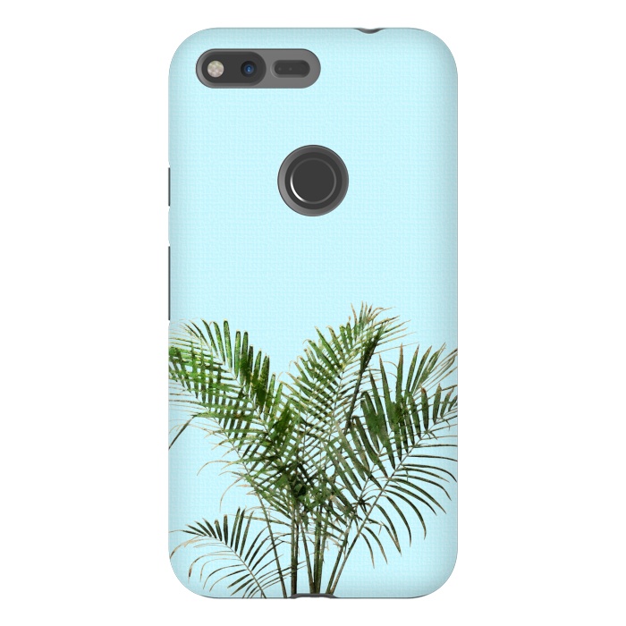 Pixel XL StrongFit  Palm Plant on Pastel Blue Wall by amini54