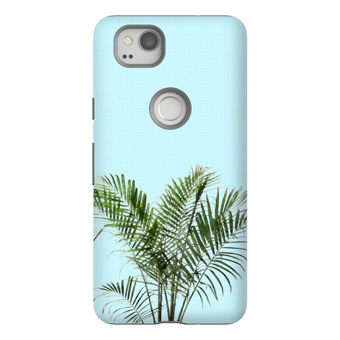 Pixel 2 StrongFit  Palm Plant on Pastel Blue Wall by amini54