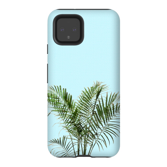 Pixel 4 StrongFit  Palm Plant on Pastel Blue Wall by amini54