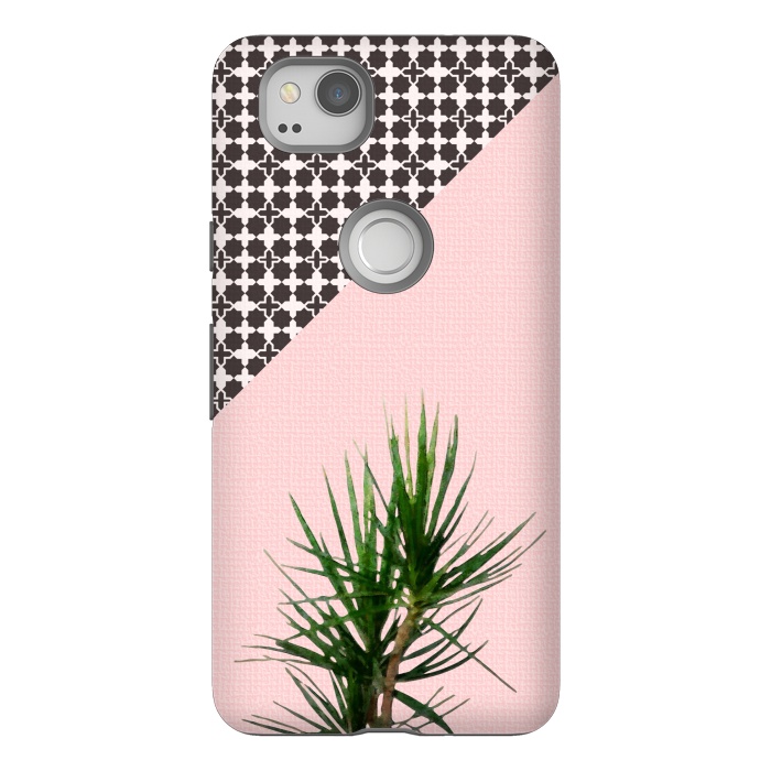 Pixel 2 StrongFit Dracaena Plant on Pink and Lattice Pattern Wall by amini54