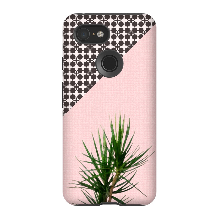 Pixel 3 StrongFit Dracaena Plant on Pink and Lattice Pattern Wall by amini54