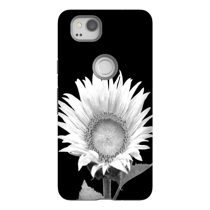 Pixel 2 StrongFit White Sunflower Black Background by Alemi