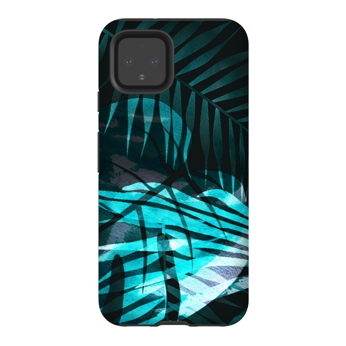 Pixel 4 StrongFit metallic palm tropical leaves by Oana 