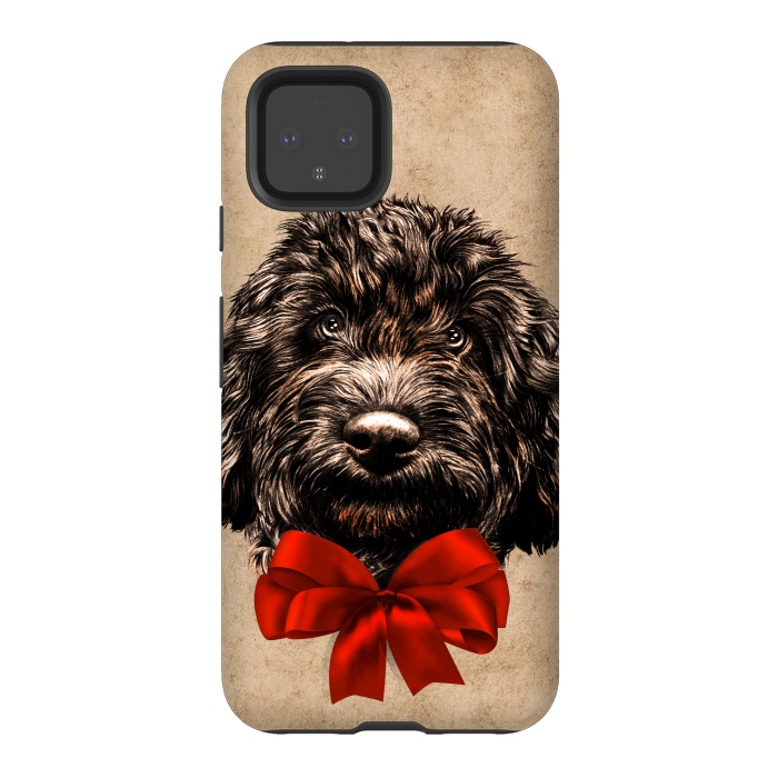 Pixel 4 StrongFit Dog Cute Vintage Puppy Pet with Red Bow by BluedarkArt