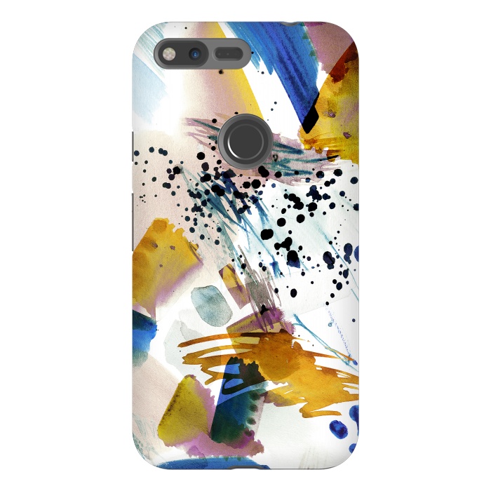 Pixel XL StrongFit Colorful watercolor painting splatter by Oana 