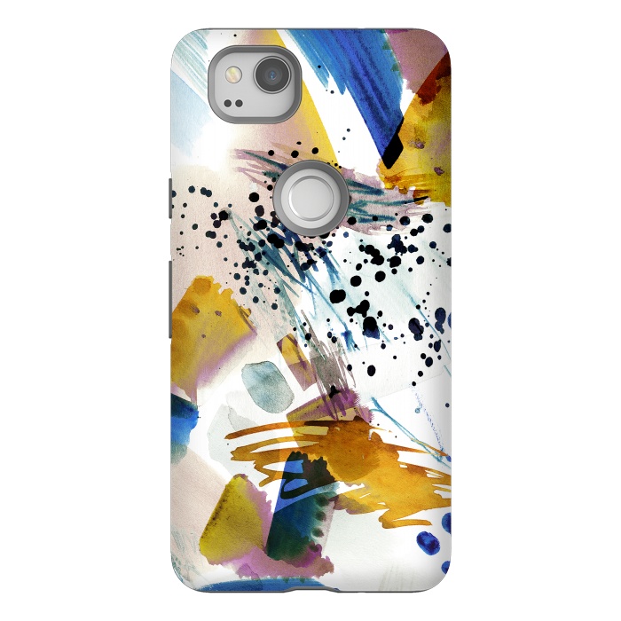 Pixel 2 StrongFit Colorful watercolor painting splatter by Oana 