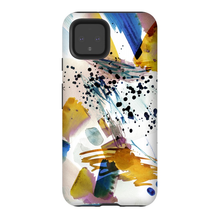 Pixel 4 StrongFit Colorful watercolor painting splatter by Oana 