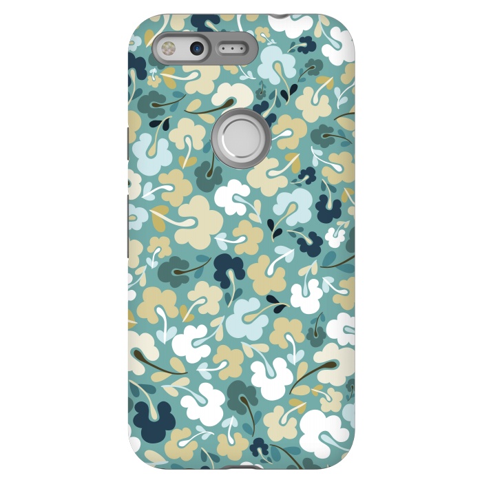 Pixel StrongFit Ditsy Flowers in Green and Blue by Paula Ohreen